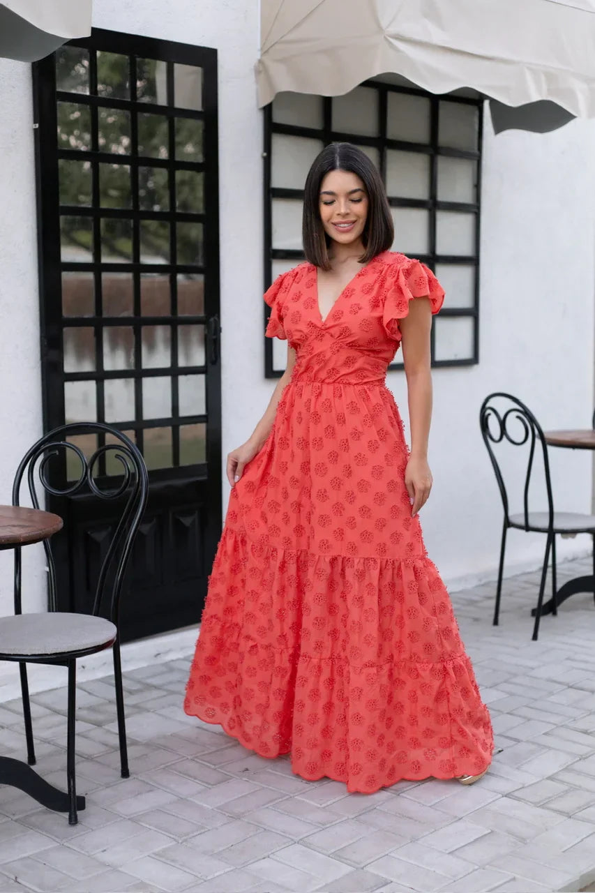 Vestido Pérola Longo de Laise Coral